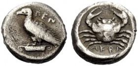 GREEK COINAGE 
 Sicily, Agrigentum 
 Pentalitron or Drachm circa 450-440 BC, AR 4.24 g. Eagle standing l., with wings closed, on Ionic capital. Rev....