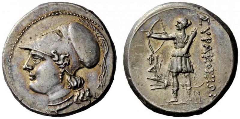 GREEK COINAGE 
 Syracuse 
 12 litrae circa 215-212 BC, AR 10.17 g. Head of Ath...