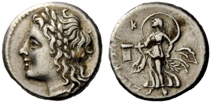 GREEK COINAGE 
 Syracuse 
 2 ½ Litrae circa 215-212 BC, AR 2.22 g. Laureate he...