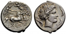 GREEK COINAGE 
 The Carthaginians in Italy and Sicily 
 Tetradrachm, Lilybaion (?) circa 330-305 BC, AR 17.15 g. Charioteer driving fast quadriga r....