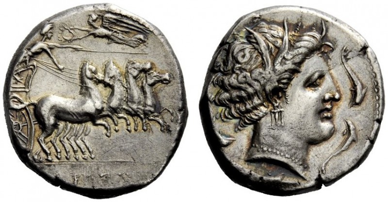 GREEK COINAGE 
 The Carthaginians in Italy and Sicily 
 Tetradrachm, Panormus ...