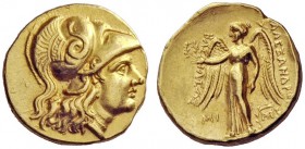 GREEK COINAGE 
 Kings of Macedonia 
 Stater, Babylon circa 311-300 BC, AV 8.54 g. Head of Athena r., wearing Corinthian helmet decorated with a snak...