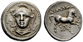 GREEK COINAGE 
 Kings of Paeonia 
 Audoleon, 315-286 . Tetradrachm, Astibos or Demastaion mint circa 315-286 BC, AR 12.65 g. Facing head of Athena, ...