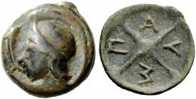 GREEK COINAGE 
 Tauric Chersonesus, Olbia 
 Cast Æ late V-IV cent. BC, 37.82 g. Head of Athena l., wearing Attic helmet; in l. field, dolphin. Rev. ...