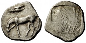 GREEK COINAGE 
 Thessaly, Larissa 
 Drachm circa 479-460 BC, AR 4.44 g. Horse grazing l.; above, cicada. Rev. Sandal of Jason l.; above, labrys r. A...