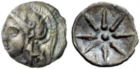 GREEK COINAGE 
 Itanus 
 Obol circa 320-270 BC, AR 0.61 g. Head of Athena l., wearing Attic helmet. Rev. Eight rayed star. Svoronos, Numismatique p....