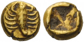 GREEK COINAGE 
 Ionia, Uncertain mint 
 Twelfth stater circa 6th century BC, EL 1.34 g. Scorpion. Rev. Incuse punch. Cf. Leu sale 30, 1982, 173 (the...