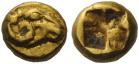 GREEK COINAGE 
 Ionia, Uncertain mint 
 Twenty-fourth stater circa 6th century BC, EL 0.62 g. Head of ram r. Rev. Incuse punch. Boston 1755.
 Rare....