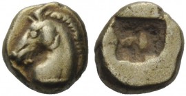GREEK COINAGE 
 Ionia, Uncertain mint 
 Twenty-fourth stater circa 6th century BC, EL 0.61 g. Head of horse l. Rev. Incuse punch. SNG Kayhan 717 var...