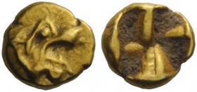 GREEK COINAGE 
 Ionia, Uncertain mint 
 Twenty-fourth stater, Ephesus (?) circa 6th century BC, EL 0.64 g. Head of panther r. Rev. Incuse punch. Bos...