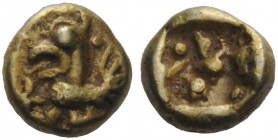 GREEK COINAGE 
 Ionia, Uncertain mint 
 Forty-eighth stater, Ephesus (?) circa 6th century BC, EL 0.58 g. Rooster advancing l. Rev. Incuse punch. Bo...