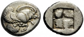 GREEK COINAGE 
 Clazomenae 
 Stater circa 500 BC, AR 6.86 g. Forepart of winged boar r. Rev. Quadripartite incuse square. SNG Kayhan 334. SNG von Au...