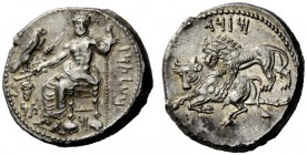 GREEK COINAGE 
 Cilicia, Tarsus 
 Mazaios as satrap . Stater circa 361-334 BC, AR 10.91 g. Baaltars seated l., holding eagle, ear of corn and bunch ...