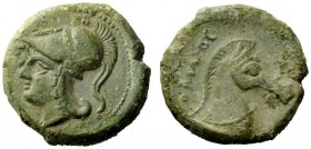 AN INTERESTING COLLECTION OF ROMAN REPUBLICAN COINS FORMED BY AN ENGLISH AMATEUR SCHOLAR 
 Half unit, Neapolis after 276, Æ 4.74 g. Helmeted head of ...