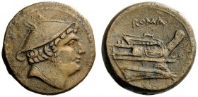 AN INTERESTING COLLECTION OF ROMAN REPUBLICAN COINS FORMED BY AN ENGLISH AMATEUR SCHOLAR 
 Semuncia circa 217-215, Æ 6.99 g. Head of Mercury r., wear...