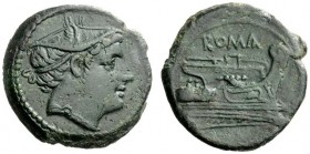 AN INTERESTING COLLECTION OF ROMAN REPUBLICAN COINS FORMED BY AN ENGLISH AMATEUR SCHOLAR 
 Semuncia circa 217-215, Æ 6.76 g. Head of Mercury r., wear...