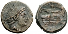 AN INTERESTING COLLECTION OF ROMAN REPUBLICAN COINS FORMED BY AN ENGLISH AMATEUR SCHOLAR 
 Semuncia circa 217-215, Æ 6.48 g. Head of Mercury r., wear...
