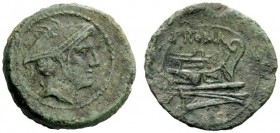 AN INTERESTING COLLECTION OF ROMAN REPUBLICAN COINS FORMED BY AN ENGLISH AMATEUR SCHOLAR 
 Semuncia circa 212-215, Æ 3.98 g. Head of Mercury r. Rev. ...