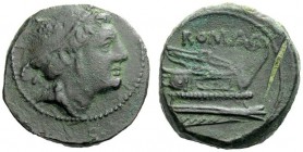 AN INTERESTING COLLECTION OF ROMAN REPUBLICAN COINS FORMED BY AN ENGLISH AMATEUR SCHOLAR 
 Semuncia, Sicily circa 214-212, Æ 5.27 g. Head of Mercury ...