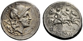 AN INTERESTING COLLECTION OF ROMAN REPUBLICAN COINS FORMED BY AN ENGLISH AMATEUR SCHOLAR 
 Denarius after 211, AR 4.47 g. Helmeted head of Roma r.; b...