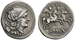 AN INTERESTING COLLECTION OF ROMAN REPUBLICAN COINS FORMED BY AN ENGLISH AMATEUR SCHOLAR 
 Denarius after 211, AR 3.98 g. Helmeted head of Roma r.; b...