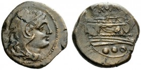 AN INTERESTING COLLECTION OF ROMAN REPUBLICAN COINS FORMED BY AN ENGLISH AMATEUR SCHOLAR 
 Quadrans, Sardinia after 211, Æ 5.96 g. Head of Hercules r...