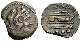 AN INTERESTING COLLECTION OF ROMAN REPUBLICAN COINS FORMED BY AN ENGLISH AMATEUR SCHOLAR 
 Quadrans, Sardinia after 211, Æ 5.70 g. Head of Hercules r...