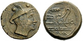 AN INTERESTING COLLECTION OF ROMAN REPUBLICAN COINS FORMED BY AN ENGLISH AMATEUR SCHOLAR 
 Sextans, Sicily circa 207-206, Æ 5.48 g. Head of Mercury r...