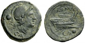 AN INTERESTING COLLECTION OF ROMAN REPUBLICAN COINS FORMED BY AN ENGLISH AMATEUR SCHOLAR 
 Uncia, Canusium circa 206-195, Æ 2.52 g. Helmeted head of ...