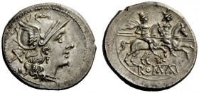 AN INTERESTING COLLECTION OF ROMAN REPUBLICAN COINS FORMED BY AN ENGLISH AMATEUR SCHOLAR 
 Denarius circa 206-195, AR 4.22 g. Helmeted head of Roma r...