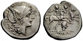 AN INTERESTING COLLECTION OF ROMAN REPUBLICAN COINS FORMED BY AN ENGLISH AMATEUR SCHOLAR 
 Denarius, uncertain mint circa 206-205, AR 3.97 g. Helmete...