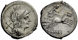 AN INTERESTING COLLECTION OF ROMAN REPUBLICAN COINS FORMED BY AN ENGLISH AMATEUR SCHOLAR 
 Denarius circa 189-180, AR 4.03 g. Helmeted head of Roma r...
