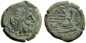 AN INTERESTING COLLECTION OF ROMAN REPUBLICAN COINS FORMED BY AN ENGLISH AMATEUR SCHOLAR 
 Mat. Semis circa 179-170, Æ 10.52 g. Laureate head of Satu...