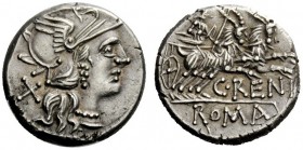 AN INTERESTING COLLECTION OF ROMAN REPUBLICAN COINS FORMED BY AN ENGLISH AMATEUR SCHOLAR 
 C. Renius. Denarius 138, AR 3.82 g. Helmeted head of Roma ...
