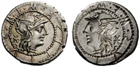 AN INTERESTING COLLECTION OF ROMAN REPUBLICAN COINS FORMED BY AN ENGLISH AMATEUR SCHOLAR 
 M. Acilius M.f. Brockage denarius 130, AR 3.90 g. M·ACILIV...