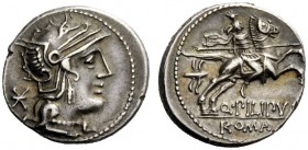 AN INTERESTING COLLECTION OF ROMAN REPUBLICAN COINS FORMED BY AN ENGLISH AMATEUR SCHOLAR 
 Q. Marcius Philippus. Denarius 129, AR 3.94 g. Helmeted he...