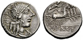 AN INTERESTING COLLECTION OF ROMAN REPUBLICAN COINS FORMED BY AN ENGLISH AMATEUR SCHOLAR 
 M. Fannius C.f. Denarius 123, AR 3.95 g. Helmeted head of ...