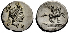 AN INTERESTING COLLECTION OF ROMAN REPUBLICAN COINS FORMED BY AN ENGLISH AMATEUR SCHOLAR 
 L. Marcius Philippus. Denarius 113 or 112, AR 3.82 g. Male...