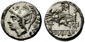 AN INTERESTING COLLECTION OF ROMAN REPUBLICAN COINS FORMED BY AN ENGLISH AMATEUR SCHOLAR 
 L. Julius L. f. Caesar. Plated denarius 103, AR 3.29 g. He...