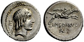 AN INTERESTING COLLECTION OF ROMAN REPUBLICAN COINS FORMED BY AN ENGLISH AMATEUR SCHOLAR 
 L. Piso Frugi . Denarius 90, AR 4.00 g. Laureate head of A...
