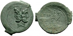 AN INTERESTING COLLECTION OF ROMAN REPUBLICAN COINS FORMED BY AN ENGLISH AMATEUR SCHOLAR 
 L. Piso Frugi . As 90, Æ 11.30 g. Laureate head of Janus; ...