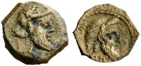 AN INTERESTING COLLECTION OF ROMAN REPUBLICAN COINS FORMED BY AN ENGLISH AMATEUR SCHOLAR 
 Q. Titius. Quadrans 90, Æ 2.63 g. Mask of bearded Silenus;...