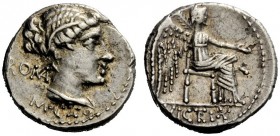 AN INTERESTING COLLECTION OF ROMAN REPUBLICAN COINS FORMED BY AN ENGLISH AMATEUR SCHOLAR 
 M. Cato. Denarius 89, AR 3.93 g. Diademed and draped femal...