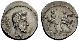 AN INTERESTING COLLECTION OF ROMAN REPUBLICAN COINS FORMED BY AN ENGLISH AMATEUR SCHOLAR 
 L. Tituri L.f. Sabinus . Denarius 89, AR 3.58 g. SABIN Hea...