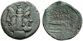 AN INTERESTING COLLECTION OF ROMAN REPUBLICAN COINS FORMED BY AN ENGLISH AMATEUR SCHOLAR 
 L. Rubrius Dossenus. As 87, Æ 11.34 g. Laureate head of Ja...