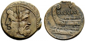 AN INTERESTING COLLECTION OF ROMAN REPUBLICAN COINS FORMED BY AN ENGLISH AMATEUR SCHOLAR 
 Gar, Ogul, Ver. As 86, Æ 14.45 g. Laureate head of Janus; ...