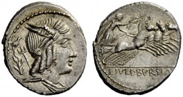 AN INTERESTING COLLECTION OF ROMAN REPUBLICAN COINS FORMED BY AN ENGLISH AMATEUR SCHOLAR 
 L. Iulius Bursio . Denarius 85, AR 3.50 g. Male head r., w...