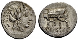 AN INTERESTING COLLECTION OF ROMAN REPUBLICAN COINS FORMED BY AN ENGLISH AMATEUR SCHOLAR 
 P. Fourius Crassipes . Denarius 84, AR 3.91 g. AED·CVR Tur...