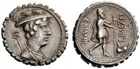 AN INTERESTING COLLECTION OF ROMAN REPUBLICAN COINS FORMED BY AN ENGLISH AMATEUR SCHOLAR 
 C. Mamilius Limetanus . Denarius serratus 82, AR 4.23 g. D...