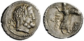 AN INTERESTING COLLECTION OF ROMAN REPUBLICAN COINS FORMED BY AN ENGLISH AMATEUR SCHOLAR 
 L. Procilius . Denarius 80, AR 4.06 g. Laureate head of Ju...